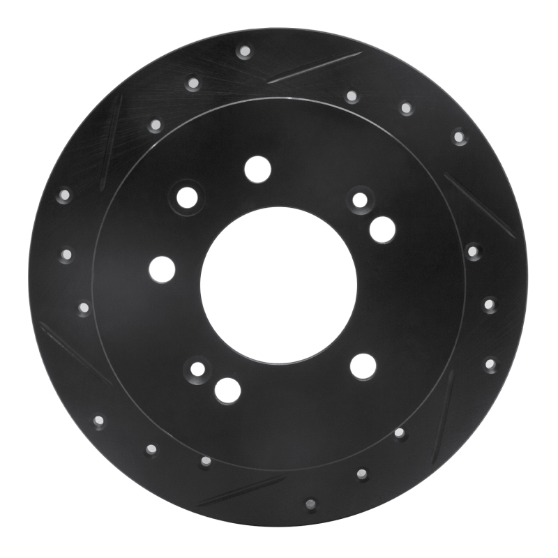 Hyundai Elantra Brake Rotor (1) - Rear Left - R1 Concepts - Drilled & Slotted - Black - `07-`10